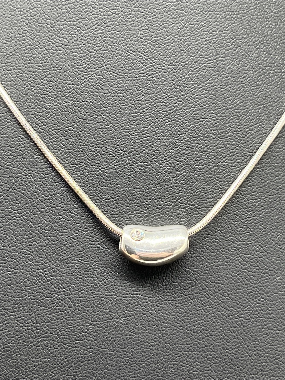 Sterling Solver bean necklace 18” snake chain marked 925 tested